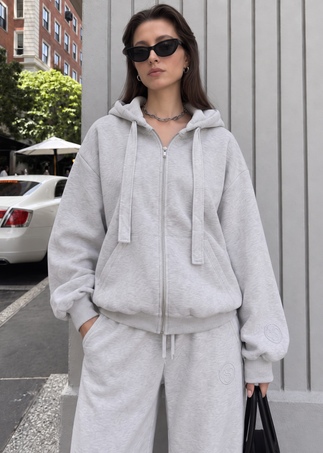 Худі на блискавці в стилі oversize з оригінальним принтом на спинці