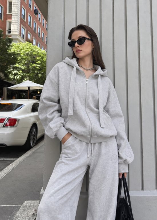 Худі на блискавці в стилі oversize з оригінальним принтом на спинці
