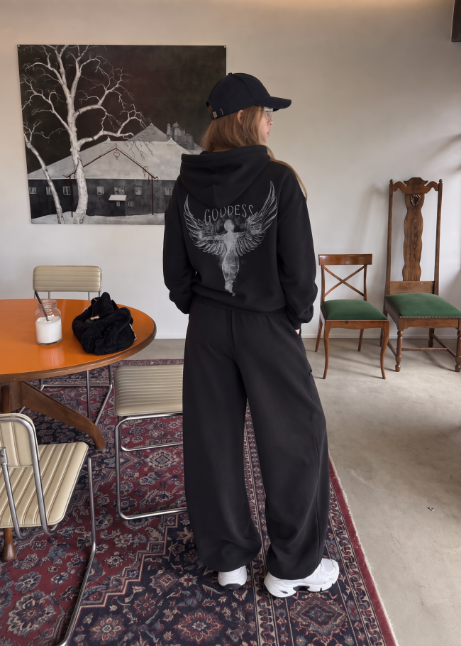 Худі на блискавці в стилі oversize з оригінальним принтом на спинці