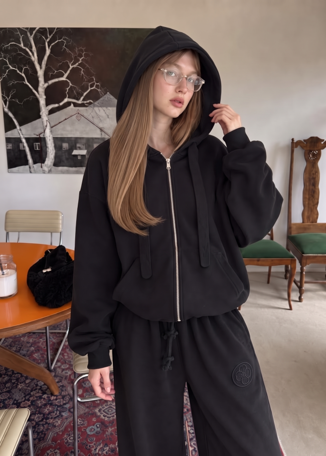 Худі на блискавці в стилі oversize з оригінальним принтом на спинці
