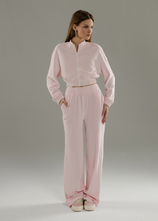 Жіночі штани wide-leg з велюру та з вишивкою лого